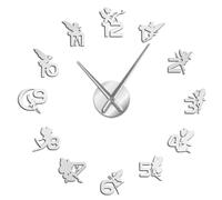 PODODO Magical Fairies Elf with Numbers Wall Stickers DIY Wall Clock Nursery Decorative Wall Art Gift For Kids Fantasy Fairy Tale Clock (Plata, 94.0 cm)