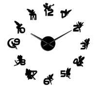 PODODO Magical Fairies Elf with Numbers Wall Stickers DIY Wall Clock Nursery Decorative Wall Art Gift For Kids Fantasy Fairy Tale Clock (Negro, 94.0 cm)