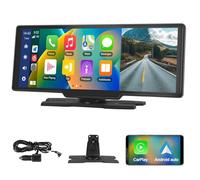 Podofo 10,26 Pulgadas Portátil Radio para Coche con A-pple Carplay Android Auto Inalámbrica,Pantalla Grabador para Coche, Pantalla Táctil de 7-32 V con Asistente Voz/Bluetooth/Transmisor FM/AUX/TF