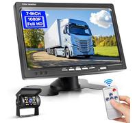 Podofo Cámara de Marcha Atrás de Monitor LCD TFT de 7’’ 10M Cable Asistente de Estacionamiento Camara para Coche Impermeable IP69 Visión Nocturna para Camión Van RV Coche Fácil Instalación DC 12-24V