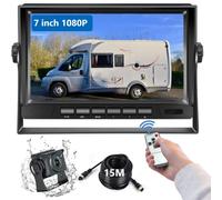 Podofo Cámara de Visión Trasera, Cámara con Ayuda de Estacionamiento con Monitor LCD de 7 ", Resistencia Al Agua IP69, Pautas para Casas Móviles/Camiones/Transporte Pesado (12-24 Voltios)
