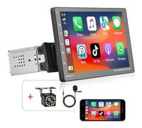 Podofo Estéreo para Coche A-pple Carplay Android Auto, Pantalla IPS Desmontable de 9'', Estéreo para Coche DIN Simple con Mirror Link, Bluetooth, SWC, FM, AUX, EQ y Cámara de Visión Trasera