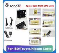 Podofo-reproductor Multimedia de radio de coche 2 Din, accesorios universales, adaptador, conector, Cable de enchufe para VW, Nissan, Toyota, Cable USB RCA wire