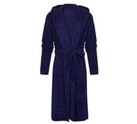 PODOLIXIA Albornoz para hombre con capucha de rizo ligero, tallas grandes, bata matutina esponjosa extra larga, bata de sauna, ropa de noche de longitud media, suave que no encoge, forro polar