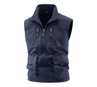 PODOLIXIA Chaleco para hombre al aire libre sin mangas chaleco de pesca deportivo para perros ligero chaleco de camping chaleco de verano clásico safari chaleco con muchos bolsillos chaleco acolchado