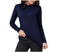PODOLIXIA Interior de forro polar térmico para mujer, cuello alto, corte ajustado, parte superior, manga larga, camiseta interior térmica de invierno, ropa interior funcional, marine, XXL