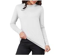 PODOLIXIA Interior de forro polar térmico para mujer, cuello alto, corte ajustado, parte superior, manga larga, camiseta interior térmica de invierno, ropa interior funcional, Blanco, S