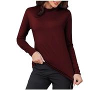 PODOLIXIA Interior de forro polar térmico para mujer, cuello alto, corte ajustado, parte superior, manga larga, camiseta interior térmica de invierno, ropa interior funcional, Vino, S