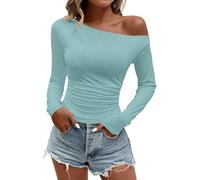 PODOLIXIA Y2K Top Clean Girl Aesthetic Clothes - Camiseta de manga larga para mujer, corte ajustado, parte superior elástica, monocolor, camiseta básica, verde menta, S