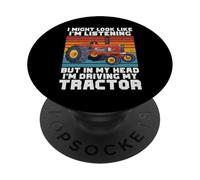 Podría Mirar Escuchando en mi Cabeza Estoy conduciendo mi Tractor PopSockets PopGrip Adhesivo