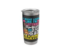 Podría parecer que estoy escuchando en mi cabeza estoy tocando el ukelele Vaso térmico de acero inoxidable de doble pared