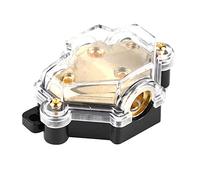 PODSJD Bloque Distribuidor de Corriente para Coche 3 Salidas, Carcasa Transparente y aleación Dorada - Circuito Estable y Seguro, protección contra corrosión para Sistemas de Audio de