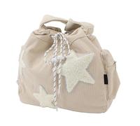 PODSJD Bolso de hombro de terciopelo beige para mujer, gran capacidad con cierre de cremallera y patrón de estrellas - Estilo joven, cómodo y versátil para estudiantes y chicas