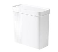 PODSJD Cubo de basura compacto con tapa de presión, 26.5x11x27.4 cm, color blanco - Control de olores eficiente, resistente y práctico para cocina, baño, dormitorio y oficina