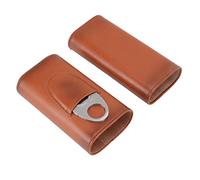 PODSJD Funda para cigarros - Costura manual, duradera y con cuero importado, elegante tacto suave con gran calibre para 3 puros, incluido el cortador, negro, Tipo 2, Casual