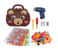 PODSJD Kit de Juguete de perforación para niños - Destornillador Giratorio eléctrico con 2 trozos de Taladro y Llaves para la construcción Creativa del vástago y Las Manos - En el