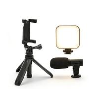 PODSJD Kit Mobile Lighting Vlogging para Smartphone con Trípode, Micrófono y Luz LED 48pcs - Iluminación Profesional, Soporte 360° y Sonido Nítido para Youtuber, Tiktoker y Videoblogger