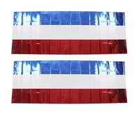 PODSJD Mantel 2 Piezas Independence Day 1x2,7 m Pet Impermeable Rojo, Blanco y Azul - Decoración Resistente y fácil Limpieza para Fiestas del 4 de Julio, Ambiente patriótico y Festivo