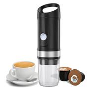 PODSJD Máquina de café espresso portátil 80ml negra con batería recargable 9600mAh - 20Bar presión, extracción automática, inalámbrica y compacta para viaje y oficina (negro)