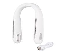 PODSJD Mini ventilador de cuello portátil, 3 velocidades de viento, batería 2400mAh, ventilador eléctrico USB sin aspas - enfriamiento rápido, diseño sin enredos, ideal para deporte y (Blanca)