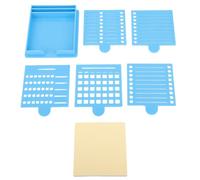 PODSJD Porta notas adhesivas con 5 plantillas, dispensador práctico de ABS azul para oficina, hogar y escuela - organización eficiente, protección del papel, ideal para estudiantes y (Azul)