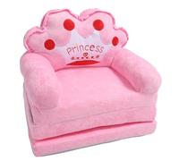 PODSJD Silla para Niñas Toddlers Rosa con Diseño de Tiara - Sillón Plegable de Tela y Espuma para Nadar, Jugar y Leer en Casa o Escuela (Plegado en tercios)