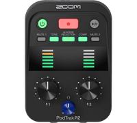 Zoom Grabadora de podcasts portátil P2 PodTrak e Interfaz de Audio USB | Mezclador de podcasting e Interfaz para grabación de Podcast móvil en Calidad de transmisión | 2 entradas de micrófono USB |