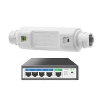 PoE Extender, ABS White 30W | Extensor WiFi con protección Impermeable IP66, Redes al Aire Libre, Larga Distancia, repetidor de PoE | Fuente de alimentación del Dispositivo Externo