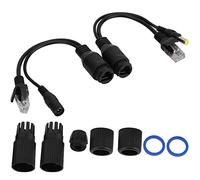 PoE Splitter 12V Power Over Ethernet Pasivo PoE Adaptador Cable Divisor Inyector Impermeable Negro (Negro)