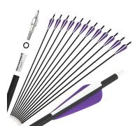 Poearcus Flecha de Carbono Archery de 30 Pulgadas Flecha de Tiro 500 Spine Flecha de práctica con Pluma de 2,9 Pulgadas para Arco recurvo/Compuesto/Largo (6)