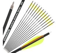 Poearcus Flecha de Carbono para Tiro con Arco de 30 Pulgadas y 500 Spine para práctica de Tiro al Blanco con Arco Compuesto y Arco recurvo (6, 2 Amarillas 1 marrón)