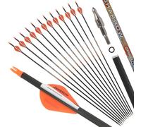Poearcus Flecha de Tiro con Arco 100% Carbono Puro 31inch Shooting Arrow 250-600 Spine Targeting Arrow for Compound & Recurve Bow (12, 2 Naranja 1 Blanco, 350 Spine)