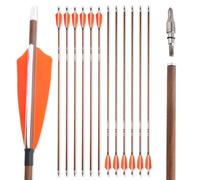 Poearcus Flechas de Carbono Puro para Tiro con Arco Flecha de Tiro de 31 Pulgadas Flecha de puntería con Espina de 340-600 para Arco recurvo y Arco Compuesto (12, 2 Naranjas 1 Blanca, Spine 500)