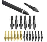 Poearcus Puntas de Tiro con Arco 75/100 Grain Field Points Puntas de Flecha de Tiro con Rosca Arco Recurvo Arco Compuesto Puntas de Flecha de Práctica (Negro Type 1, 12pcs 75grain)