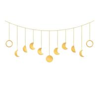 Poeland Decoración de pared colgante de fase, adornos de luna bohemia con ganchos, arte para dormitorio, hogar, oficina, guardería (metal dorado)
