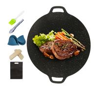 Poêle à Griller Portable - Fonte Style Coréen | Accessoire de Cuisson Compact | Barbecue Intérieur Extérieur Jardin Pique-nique, de Gril Ronde Antiadhésive pour Camping Cuisine Viande