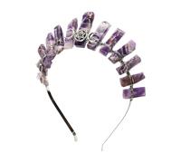 Poememgi Diadema de cuarzo crudo de amatista, tiara de cristal, diadema de diosa para fotografía para mujeres y niñas