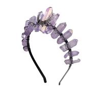Poememgi Diadema de tiara de cristal crudo, corona de cuarzo, diosa, novia, fotografía, para mujeres y niñas (morado)