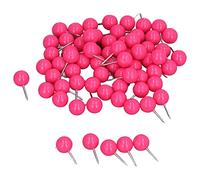 POENVFPO 100 Uds. Chinchetas Decorativas de Plástico y Acero, Tachuelas de Mapa para Tableros de Corcho, Puntos de Marcado, Rutas de Viaje, 9,5x20mm (Rosa roja)