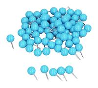POENVFPO 100 Uds. Chinchetas Decorativas de Plástico y Acero, Tachuelas de Mapa para Tableros de Corcho, Puntos de Marcado, Rutas de Viaje, 9,5x20mm (Blue)