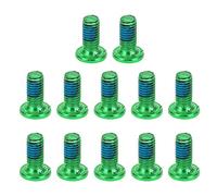 POENVFPO 12 Pernos de Rotor de Freno de Disco de Bicicleta de Montaña, Tornillo de Disco de Freno de Bicicleta de Acero de Aleación M5x10 Mm, con Rosca Fina para Bicicletas de Carretera y (GREEN)