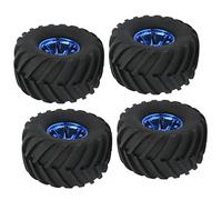 POENVFPO 4 Neumáticos y Ruedas para Camión Monstruo RC Escala 1/10, Neumáticos de Goma con Inserciones de Espuma para una Mejor Tracción, Aptos para Stampede Volcano HSP