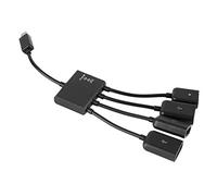 POENVFPO Adaptador de Cable de Carga de Energía Micro USB HUB OTG de para Teléfonos Inteligentes y Tabletas, Material ABS, Negro, 1 Paquete