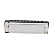 POENVFPO Armónica Profesional de 10 Agujeros, Latón Cromado, Tecla C, Instrumento Musical de Viento de 20 Tonos para Principiantes y Jugadores Avanzados