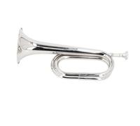 POENVFPO C Bugle Key Silver Trumpet BB Bugle Brass Military con Boquilla de 11 Cm de 34 Cm de Altura 3D Currva Curred Horn para Profesionales Principiantes Orquesta Marching Band