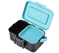 POENVFPO Caja Portátil para Cebo de Pesca, Caja de Almacenamiento de Cebo Vivo de Plástico ABS de 2 Compartimentos con Pinzas y Tapa Transpirable, para Almacenamiento de Señuelos y Aparejos