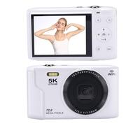 POENVFPO Cámara Digital 5K, Zoom óptico de 72MP y 16x con WiFi Cámara de Vlogging LCD de 2,8 Pulgadas con Enfoque Automático para Fotografía de Viajes (White)