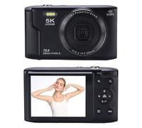 POENVFPO Cámara Digital 5K, Zoom óptico de 72MP y 16x con WiFi Cámara de Vlogging LCD de 2,8 Pulgadas con Enfoque Automático para Fotografía de Viajes (Black)