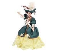 POENVFPO Casa de Muñecas 1/12, Vestido Verde de Dama Victoriana, Hermosa Muñeca de Porcelana para Decoración de Casa de, Cerámica + Tela, 16,7 X 5,5 Cm, Elegante Decoración del Hogar