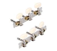 POENVFPO Clavijas de Afinación de Guitarra, Afinadores de Clavijeros con Orificios Dobles 3L 3R para Guitarras Folclóricas Acústicas Clásicas, con Superficie Niquelada y de Plástico ABS